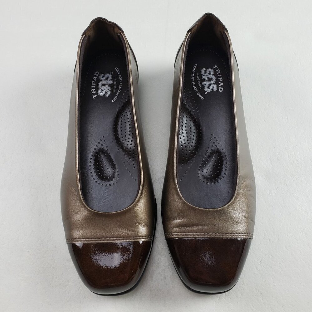 SAS Coco Slip On Loafer Shoe Women 6.5 Brown Patent Leather Comfort Flat Tripad - Picture 3 of 10